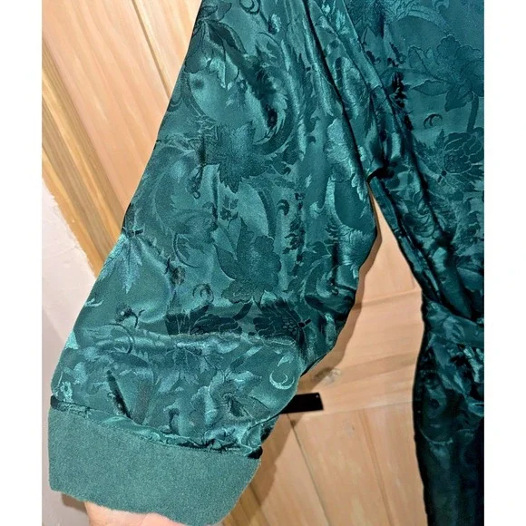 Vintage Victoria's Secret Gold Label Satin Robe Green Women's Small Tie - Picture 8 of 14